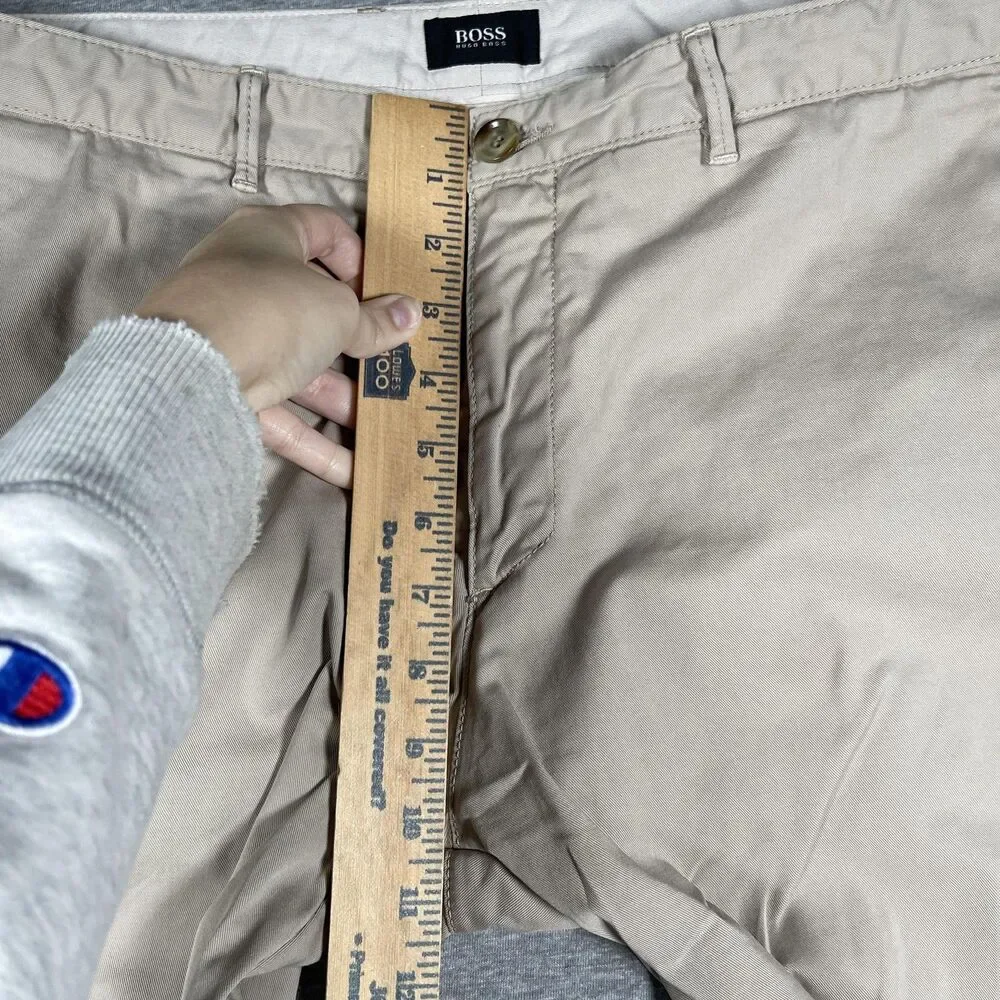 Hugo Boss Chino Pants Mens 38 R Beige Slim Stretch Cotton Blend Casual